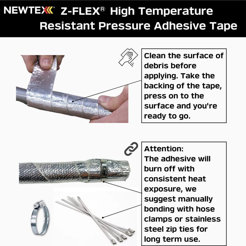 Newtex High Heat Resistant Tape - Extreme Temperature Aluminum Foil Z-Flex Tape - Pressure Sensitive Adhesive Ducting, Insulation, Reflective Heat Barrier Tape Roll (2" x 25') - Image 3